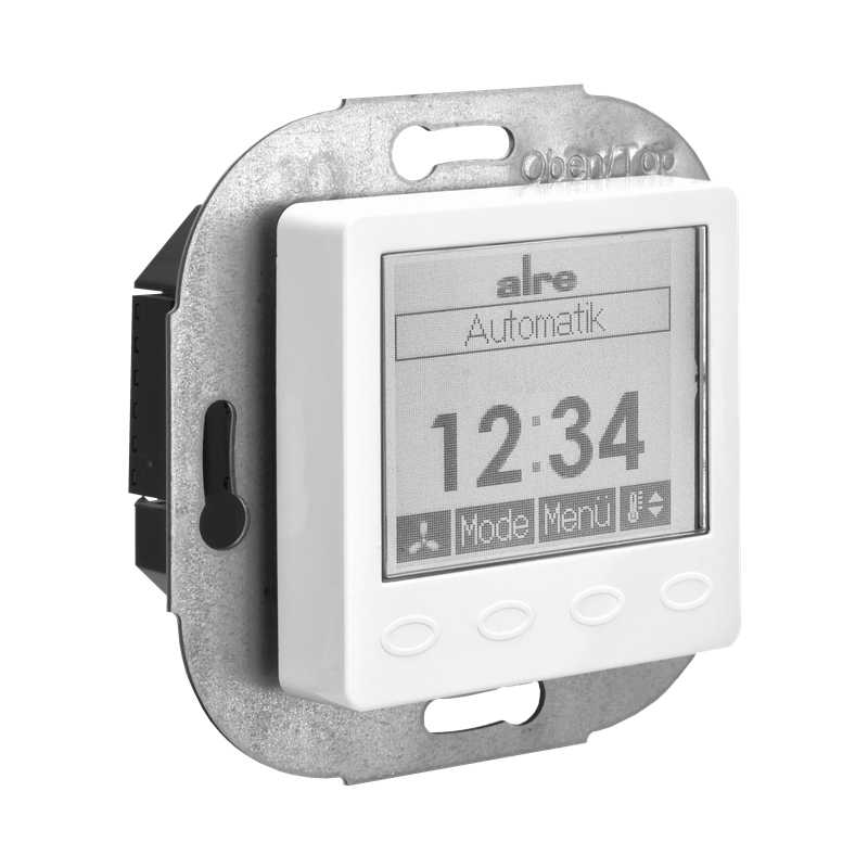 Alre KTRRUu257.456#27/V2 Room thermostat with timer, heating/cooling, flush-mounted, 24V AC/V DC, cover 50x50mm, traffic/studio white, gloss Turkey