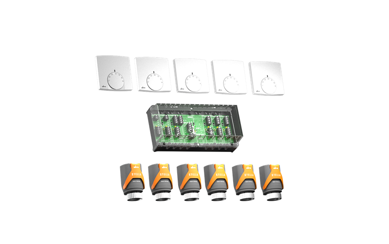 Alre SET 31 Set for fully automatic hydraulic balancing consisting of 5 surface-mounted room thermostats, 1 terminal strip and 6 actuators Turkey