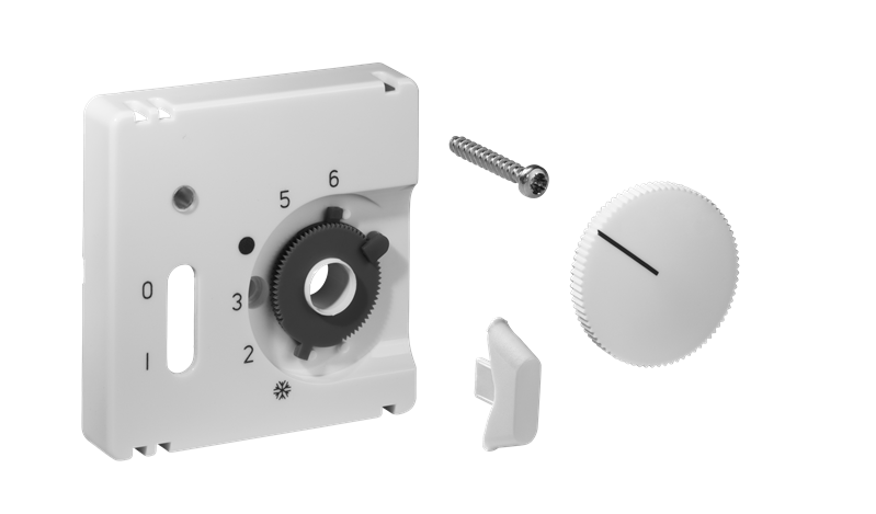 Alre JZ-035.001 Cover set for room thermostat RTBSU-401062 / floor temperature controller RTERU, 50×50, pure white (RAL9010), matt Turkey
