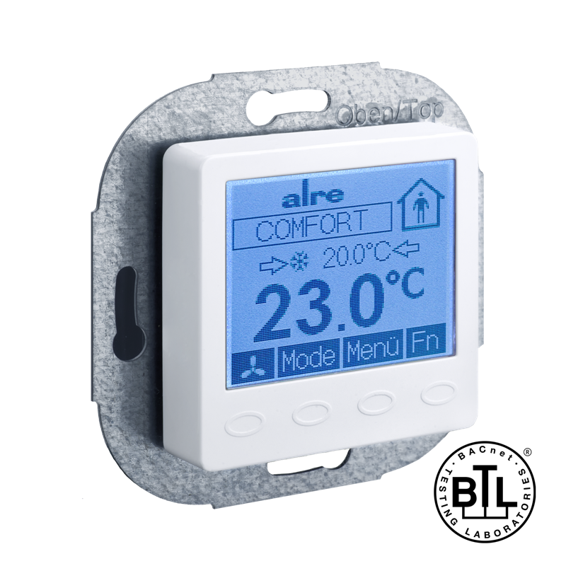 Alre KTRBUu217.456#09 BACnet room controller flush-mounted, 230V AC, cover 50x50mm, pearl white, gloss Turkiye