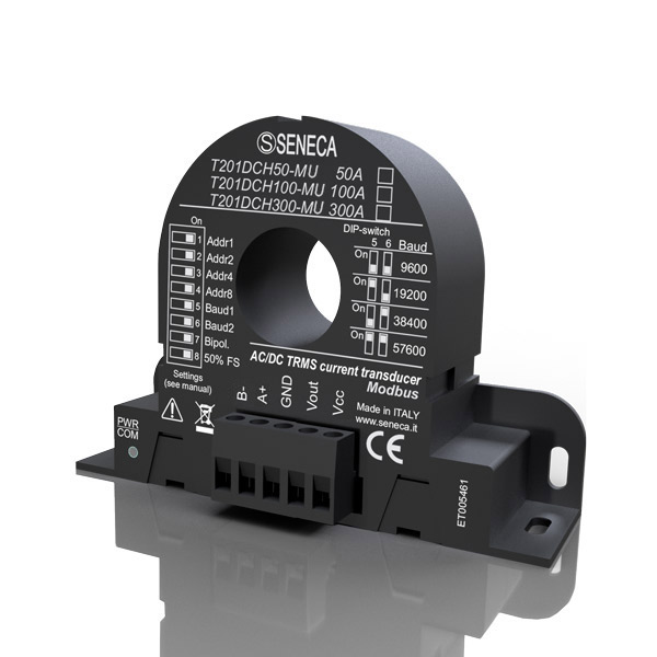 Seneca T201DCH100-MU AC/DC contactless TRMS current (± 100 A) transducer, Hall Effect with 010 V AO/alarm output and ModBUS interface Turkiye