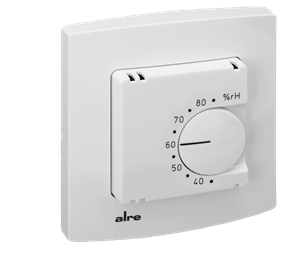 Alre FHY 101.060#21 Room hygrostat, flush-mounted, 24V AC to 230V AC, 35…85% rH, two-way contact, alre frame, cover 50x50mm, pure white, gloss Turkiye