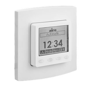 Alre KTRRUu217.456#21/V2 Room thermostat with timer, heating/cooling, flush-mounted, 230V AC, alre frame, cover 50x50mm, pure white, gloss Turkiye