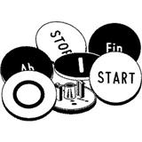Stahl Schaltgeräte Tastenschild rt Drehpfeil